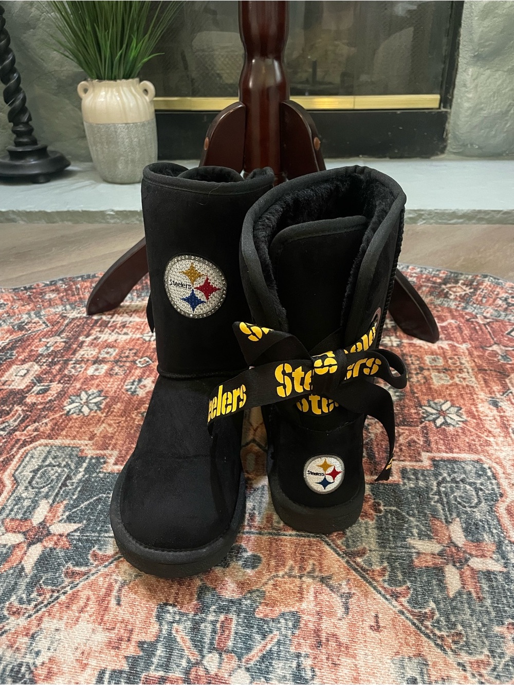 NFL Steelers Furry Boots - Brand New